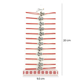Bratara Martisor pentru Dama, Jolie, Model Broasca Testoasa, Set 12 bucati, Pandativ Argintiu din Inox cu Snur Rosu Ajustabil - vivimall.ro