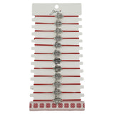 Bratara Martisor pentru Dama, Jolie, Model Fluturas, Set 12 bucati, Pandativ Argintiu din Inox cu Snur Rosu Ajustabil - vivimall.ro