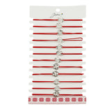 Martisor Bratara Elastica cu Pandantiv din Inox, Jolie, pentru Dama, Set 12 bucati, Snur Rosu Textil, Model Trifoi cu Patru Foi - vivimall.ro