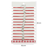 Martisor Bratara Elastica cu Pandantiv din Inox, Jolie, pentru Dama, Set 12 bucati, Snur Rosu Textil, Model Trifoi cu Patru Foi - vivimall.ro
