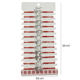 Bratara Martisor pentru Dama, Jolie, Model Inima Glob, Set 12 bucati, Pandativ Argintiu din Inox cu Snur Rosu Ajustabil - vivimall.ro