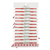 Martisor Bratara Impletita cu Pandantiv din Inox, Jolie, pentru Dama, Set 12 bucati, Snur Rosu Textil, Dimensiune Reglabila, Model Mama - vivimall.ro