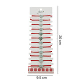 Bratara Martisor pentru Dama, Jolie, Model Copac in Inima, Set 12 bucati, Pandativ Argintiu din Inox cu Snur Rosu Ajustabil - vivimall.ro