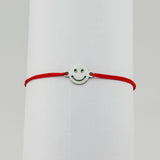 Bratara Martisor pentru Dama, Jolie, Model Smile, Set 12 bucati, Pandativ Argintiu din Inox cu Snur Rosu Ajustabil - vivimall.ro