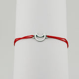 Bratara Martisor pentru Dama, Jolie, Model Semiluna, Set 12 bucati, Pandativ Argintiu din Inox cu Snur Rosu Ajustabil - vivimall.ro