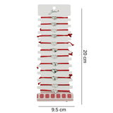 Bratara Martisor pentru Dama, Jolie, Model Inima cu Fluture, Set 12 bucati, Pandativ Argintiu din Inox cu Snur Rosu Ajustabil - vivimall.ro