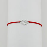 Bratara Martisor pentru Dama, Jolie, Model Inima cu Fluture, Set 12 bucati, Pandativ Argintiu din Inox cu Snur Rosu Ajustabil - vivimall.ro