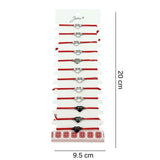 Bratara Martisor pentru Dama, Jolie, Model Inima cu Text Mama, Set 12 bucati, Pandativ Argintiu din Inox cu Snur Rosu Ajustabil - vivimall.ro