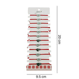 Bratara Martisor pentru Dama, Jolie, Model Inima cu Fluture, Set 12 bucati, Pandativ Argintiu din Inox cu Snur Rosu Ajustabil - vivimall.ro
