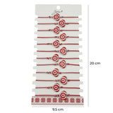 Bratara Martisor pentru Dama, Jolie, Model Inima, Set 12 bucati, Pandativ din Aliaj cu Print Traditional, Snur Ajustabil Impletit, Alb/Rosu - vivimall.ro