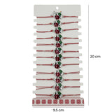 Bratara Martisor pentru Dama, Jolie, Model Buburuza cu Trifoi, Set 12 bucati, Pandativ Alb cu Print Traditional, Snur Ajustabil Impletit, Alb/Rosu - vivimall.ro