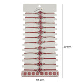 Bratara Martisor pentru Dama, Jolie, Model Trifoi, Set 12 bucati, Pandativ din Aliaj cu Print Traditional, Snur Ajustabil Impletit, Alb/Rosu - vivimall.ro