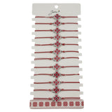 Bratara Martisor pentru Dama, Jolie, Model Trifoi, Set 12 bucati, Pandativ din Aliaj cu Print Traditional, Snur Ajustabil Impletit, Alb/Rosu - vivimall.ro