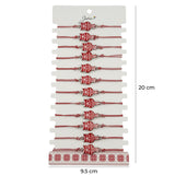 Bratara Martisor pentru Dama, Jolie, Model Bufnita, Set 12 bucati, Pandativ din Aliaj cu Print Traditional, Snur Ajustabil Impletit, Alb/Rosu - vivimall.ro