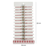 Bratara Martisor pentru Dama, Jolie, Model Fluture, Set 12 bucati, Pandativ din Aliaj cu Print Traditional, Snur Ajustabil Impletit, Alb/Rosu - vivimall.ro