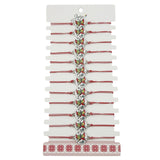 Bratara Martisor pentru Dama, Jolie, Model Fluture, Set 12 bucati, Pandativ din Aliaj cu Print Traditional, Snur Ajustabil Impletit, Alb/Rosu - vivimall.ro