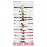 Bratara Martisor pentru Dama, Jolie, Model Inima in Floare, Set 12 bucati, Pandativ Auriu din Inox cu Snur Rosu Ajustabil - vivimall.ro