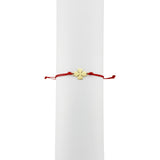 Bratara Martisor pentru Dama, Jolie, Model Trifoi, Set 12 bucati, Pandativ din Inox Auriu, Snur Ajustabil Impletit, Rosu - vivimall.ro