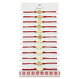 Bratara Martisor pentru Dama, Jolie, Model Trifoi, Set 12 bucati, Pandativ din Inox Auriu, Snur Ajustabil Impletit, Rosu - vivimall.ro