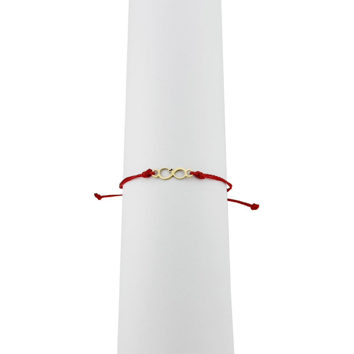 Set 12 brățări mărțișor Jolie model Infinit dispuse ornamental, pandantive aurii și snururi roșii tradiționale