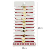 Bratara Martisor pentru Dama, Jolie, Model Inima mica, Set 12 bucati, Pandativ Auriu din Inox cu Snur Rosu Ajustabil - vivimall.ro