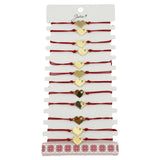 Bratara Martisor pentru Dama, Jolie, Model Inima mica, Set 12 bucati, Pandativ Auriu din Inox cu Snur Rosu Ajustabil - vivimall.ro
