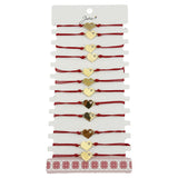 Bratara Martisor pentru Dama, Jolie, Model Inima mica, Set 12 bucati, Pandativ Auriu din Inox cu Snur Rosu Ajustabil - vivimall.ro