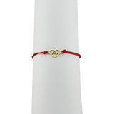 Bratara Martisor pentru Dama, Jolie, Model Inima, Set 12 bucati, Pandativ din Inox Auriu, Snur Ajustabil Impletit, Rosu - vivimall.ro