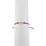 Set 12 brățări mărțișor Jolie model Inimă Mamă aranjate în pachet cadou, inox auriu, snur roșu tradițional