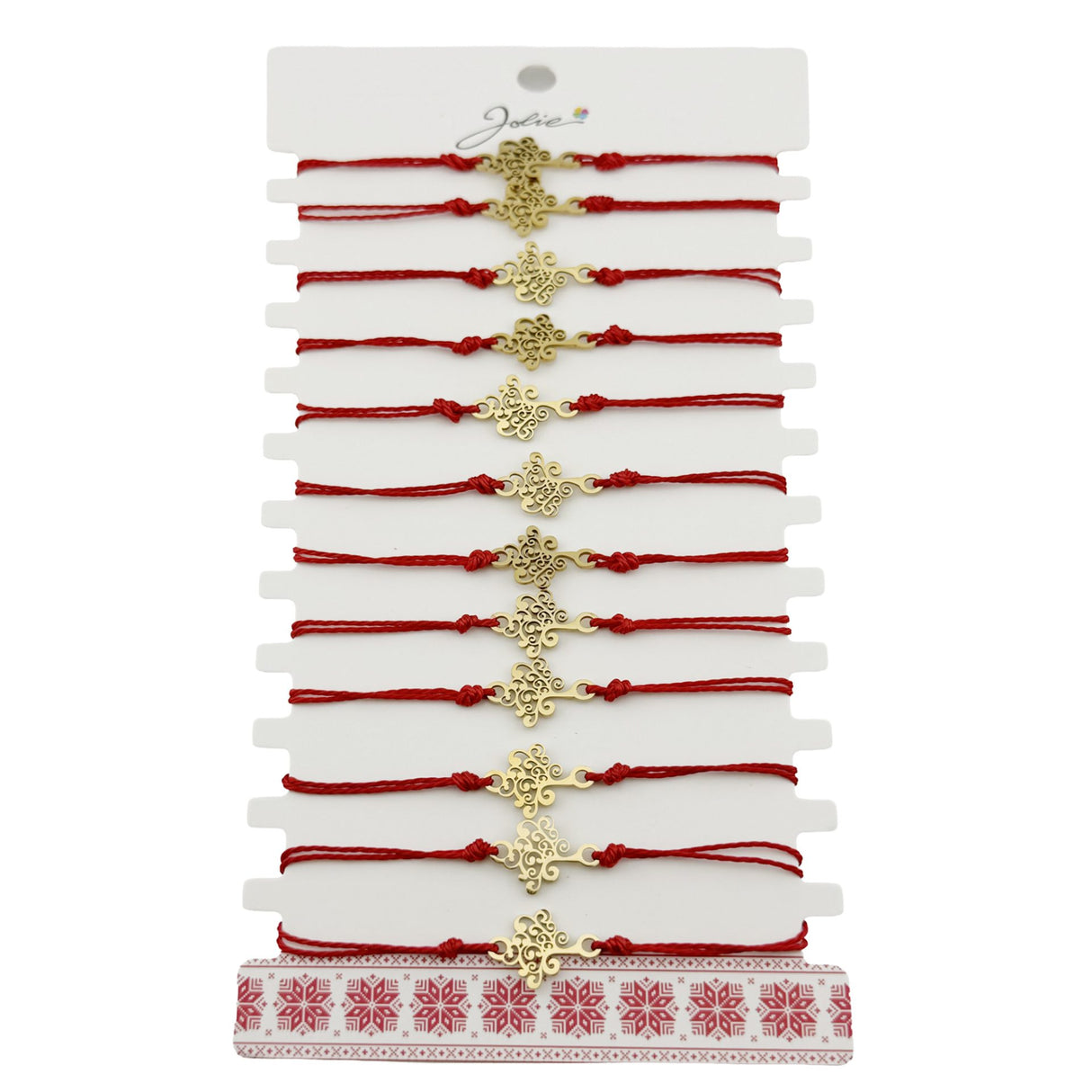 Brățară mărțișor damă Jolie, set 12 bucăți, pandantiv inox auriu model Copacul Vieții, vedere de ansamblu