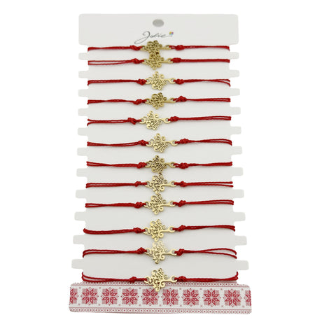 Brățară mărțișor damă Jolie, set 12 bucăți, pandantiv inox auriu model Copacul Vieții, vedere de ansamblu
