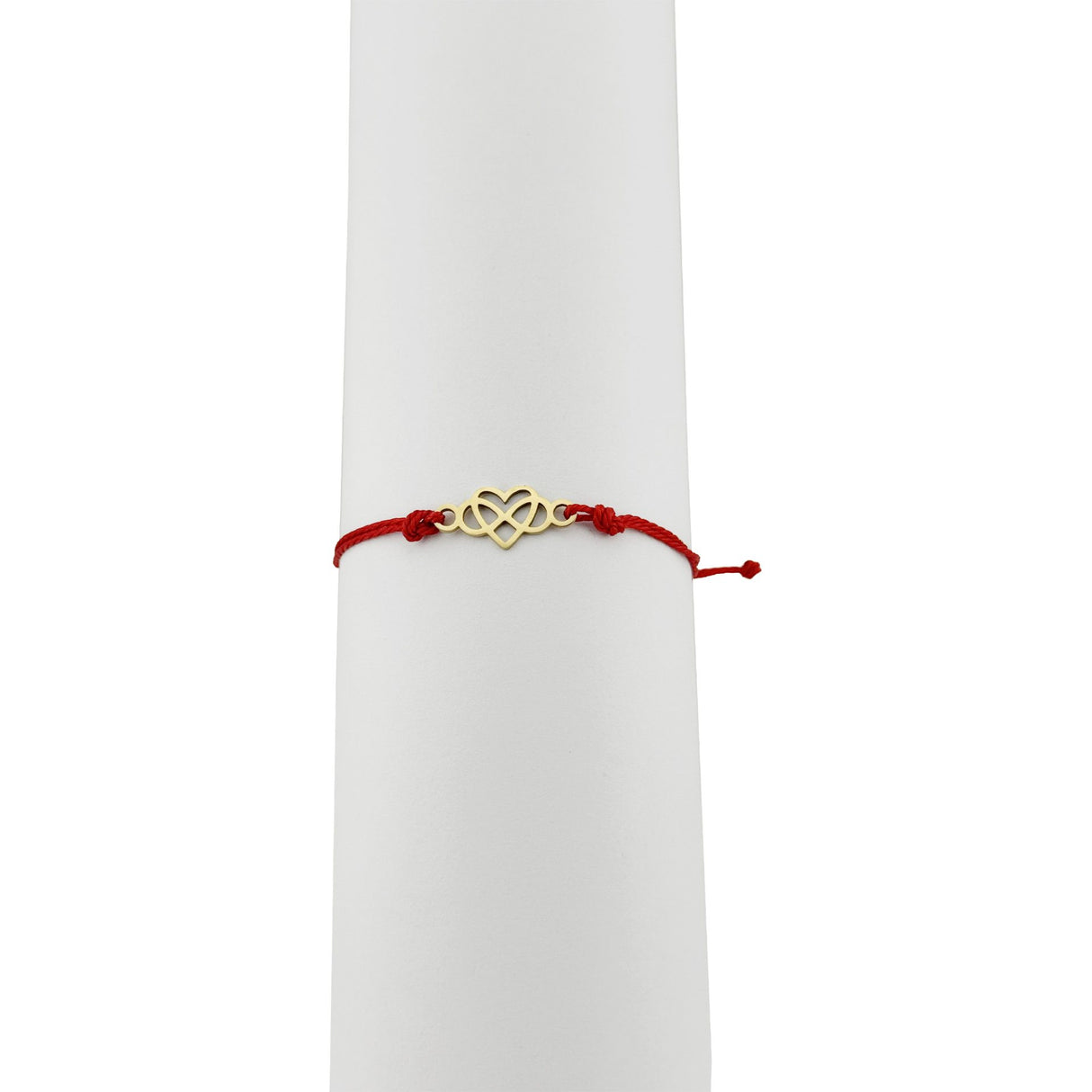 Bratara Martisor pentru Dama, Jolie, Model Infinit in Inima, Set 12 bucati, Pandativ din Inox Auriu, Snur Ajustabil Impletit, Rosu - vivimall.ro