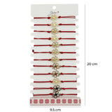 Bratara Martisor pentru Dama, Jolie, Model Trifoi in Contur, Set 12 bucati, Pandativ Auriu din Inox cu Snur Rosu Ajustabil - vivimall.ro