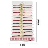 Bratara Martisor pentru Dama, Jolie, Model Mama cu Copil, Set 12 bucati, Pandativ din Inox Auriu, Snur Ajustabil Impletit, Rosu - vivimall.ro