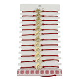 Bratara Martisor pentru Dama, Jolie, Model Mama cu Copil, Set 12 bucati, Pandativ din Inox Auriu, Snur Ajustabil Impletit, Rosu - vivimall.ro