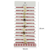 Bratara Martisor pentru Copii, Jolie, Model Trifoi cu Inima pe Petala, Set 12 bucati, Pandativ Auriu din Inox cu Snur Rosu Ajustabil - vivimall.ro