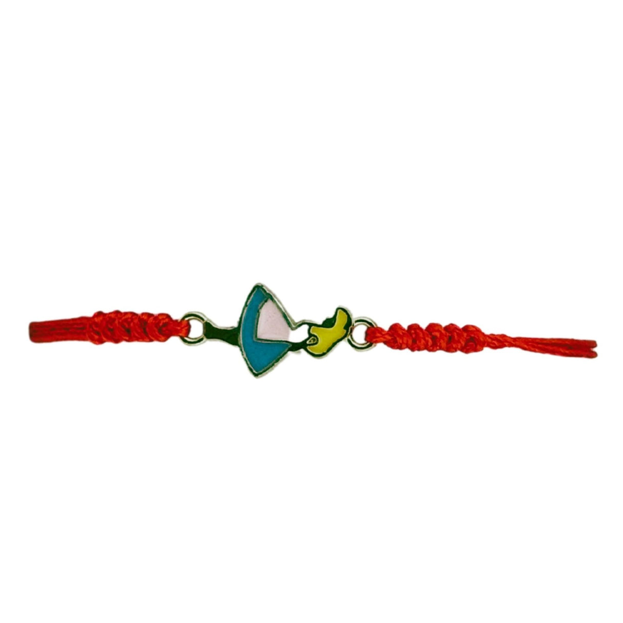 Martisor Bratara pentru Dama si Copii, Jolie, Model Fetita cu Pasare, Set 12 bucati, Pandantiv Emailat, Snur Reglabil, Rosu/Multicolor - vivimall.ro