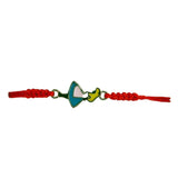 Martisor Bratara pentru Dama si Copii, Jolie, Model Fetita cu Pasare, Set 12 bucati, Pandantiv Emailat, Snur Reglabil, Rosu/Multicolor - vivimall.ro