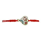 Martisor Bratara pentru Dama si Copii, Jolie, Model Inima cu Flori de Primavara, Set 12 bucati, Pandantiv Emailat, Snur Reglabil, Rosu/Multicolor - vivimall.ro