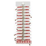 Martisor Bratara pentru Dama si Copii, Jolie, Model Inima cu Flori de Primavara, Set 12 bucati, Pandantiv Emailat, Snur Reglabil, Rosu/Multicolor - vivimall.ro