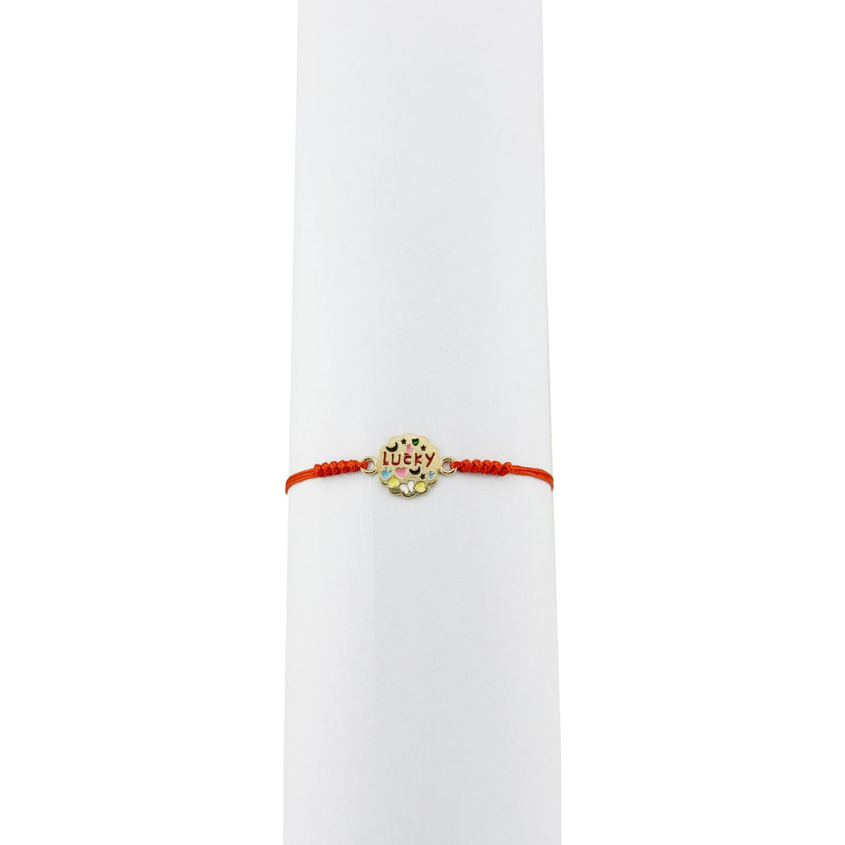Bratara Martisor pentru Dama, Jolie, Model Lucky, Set 12 bucati, Pandativ din Inox Auriu, Snur Ajustabil Impletit, Rosu - vivimall.ro