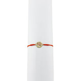 Bratara Martisor pentru Dama, Jolie, Model Lucky, Set 12 bucati, Pandativ din Inox Auriu, Snur Ajustabil Impletit, Rosu - vivimall.ro