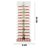 Bratara Martisor pentru Dama, Jolie, Model Lucky, Set 12 bucati, Pandativ din Inox Auriu, Snur Ajustabil Impletit, Rosu - vivimall.ro