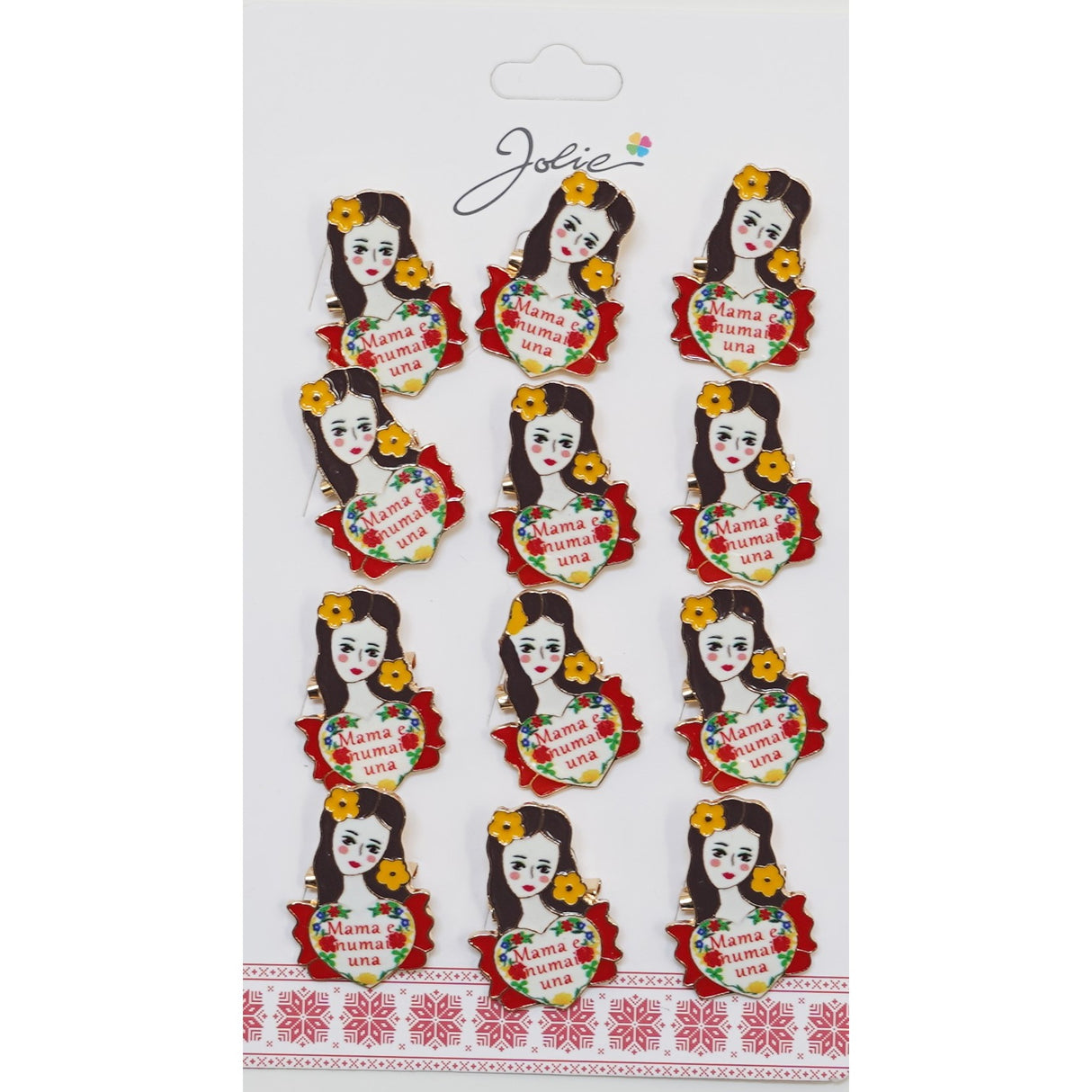 Set 12 Brose Martisor Primavara cu Mesaj Mama e Numai Una - vivimall.ro