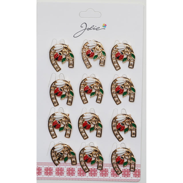 Set 12 Brose Martisor Primavara Potcoava cu Buburuza si Ghiocel - vivimall.ro