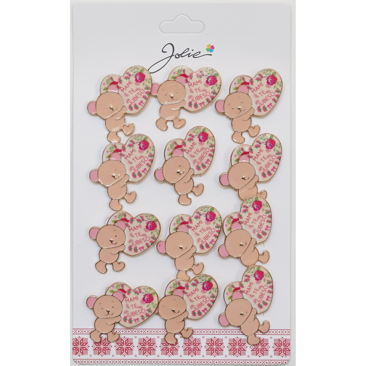 Set 12 Brose Martisor Primavara cu Mesaj Mami Te Iubesc - vivimall.ro