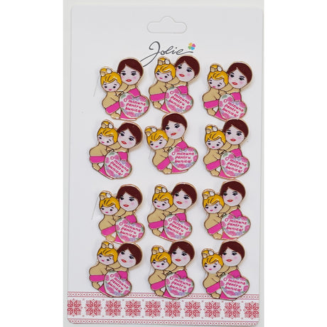 Set 12 Brose Martisor Primavara cu Mesaj O Minune Pentru Bunica - vivimall.ro