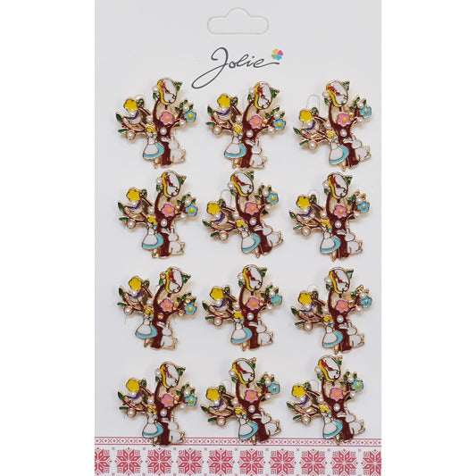 Set 12 Brose Martisor Copac cu Fata si Iepure