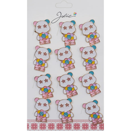 Set 12 Brose Martisor Urs Panda Cu Floare A - vivimall.ro