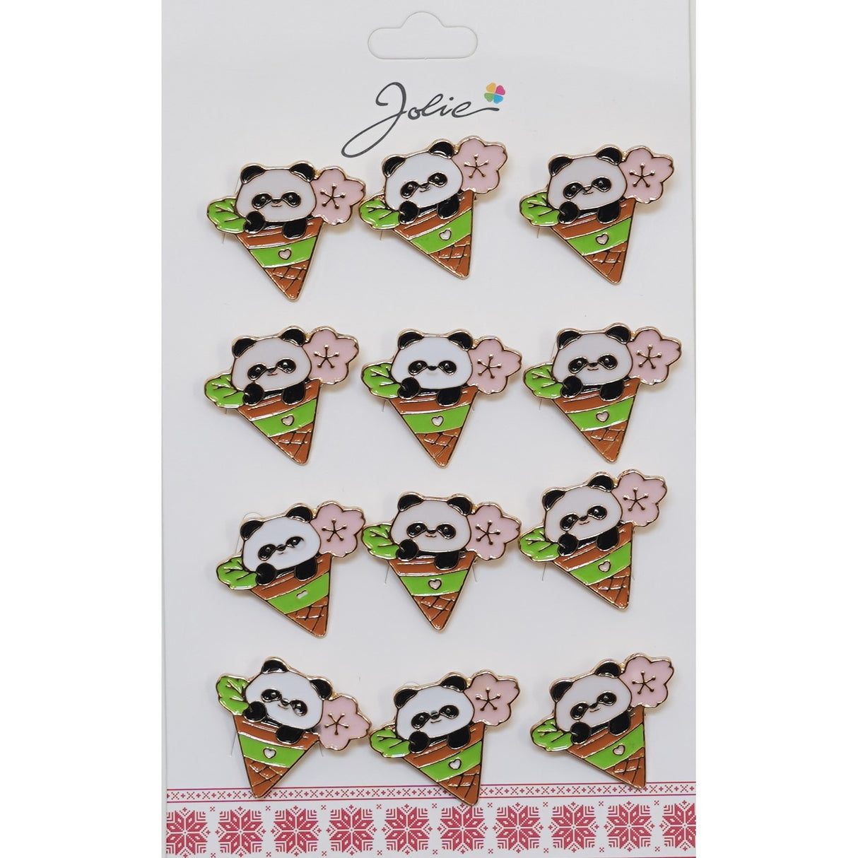 Set 12 Brose Martisor Urs Panda In Con De Inghetata - vivimall.ro